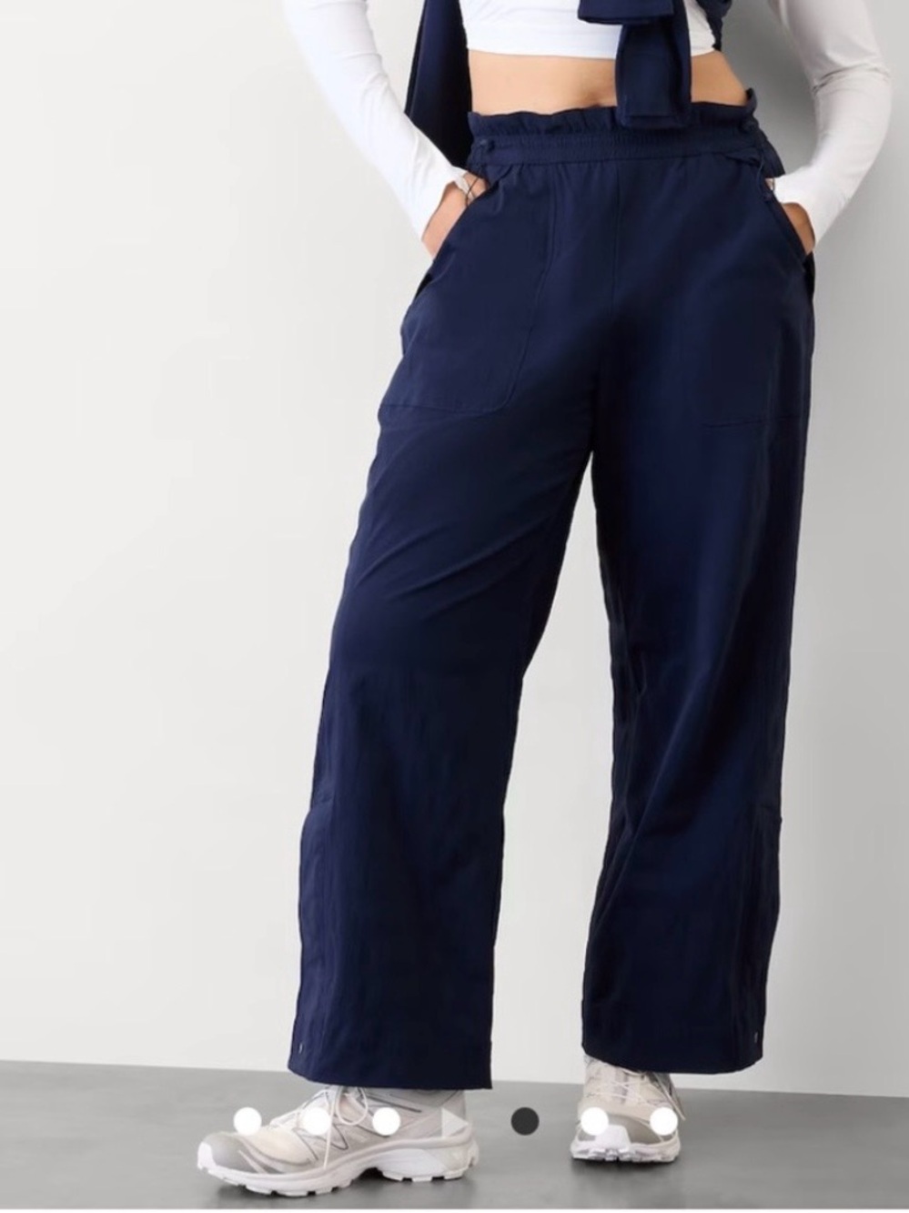 Athleta Trekkie High Rise Elastic Waist Parachute Pant- Navy-Women Size 12
